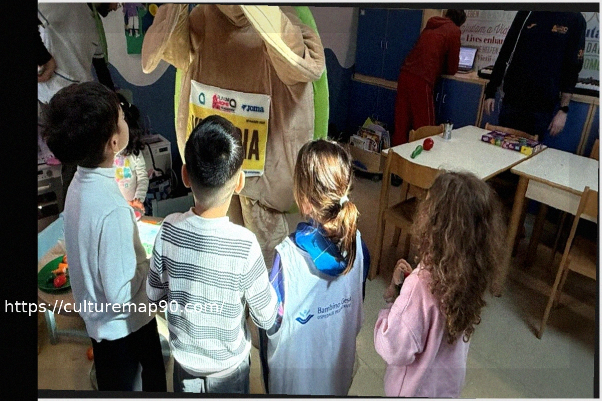 Preview Vittoria the Turtle at Bambino Gesù: Rome Marathon Mascot Meets Young Heroes