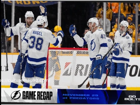 NHL: Tampa Bay Lightning Edge Nashville Predators 3-2 in Thrilling Clash