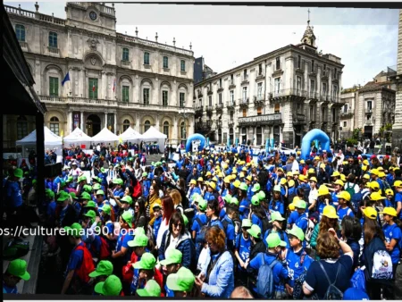 Студенты и юные спортсмены заполнили Площадь Университета в Катании