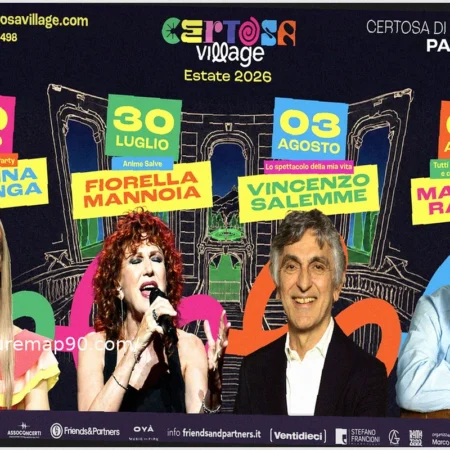 Certosa Village 2026: Carolina Benvenga, Fiorella Mannoia, Vincenzo Salemme e Massimo Ranieri protagonisti dell&rsquo;estate alla Certosa di Padula